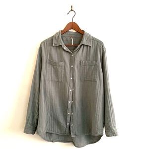 Free People Long Sleeve Button Down Gauze Shirt